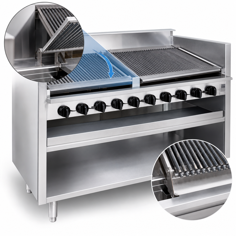 Product image #4 for Magikitch'n FM-RMB-648 48-Inch Floor Model Gas Radiant Charbroiler with Open Cabinet Base