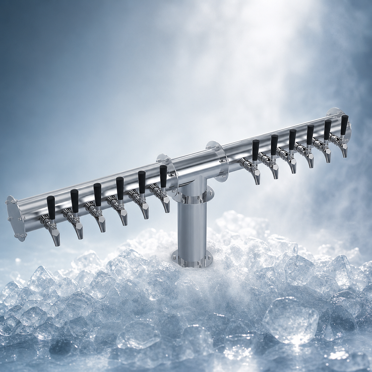 Product image #4 for Krowne 12-Faucet Glycol-Cooled Pipe T-Head Beer Tower, 43-3/4 Inch Overall Length, Brushed Stainless Steel