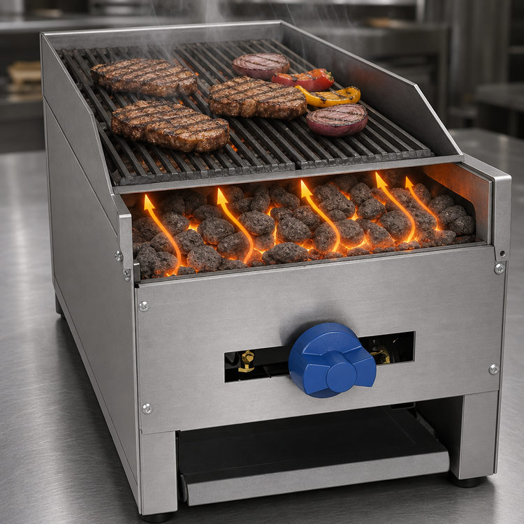 Product image #4 for Comstock-Castle ELB12 12-Inch Countertop Gas Char-Broiler, 30,000 BTU, Lava Rock