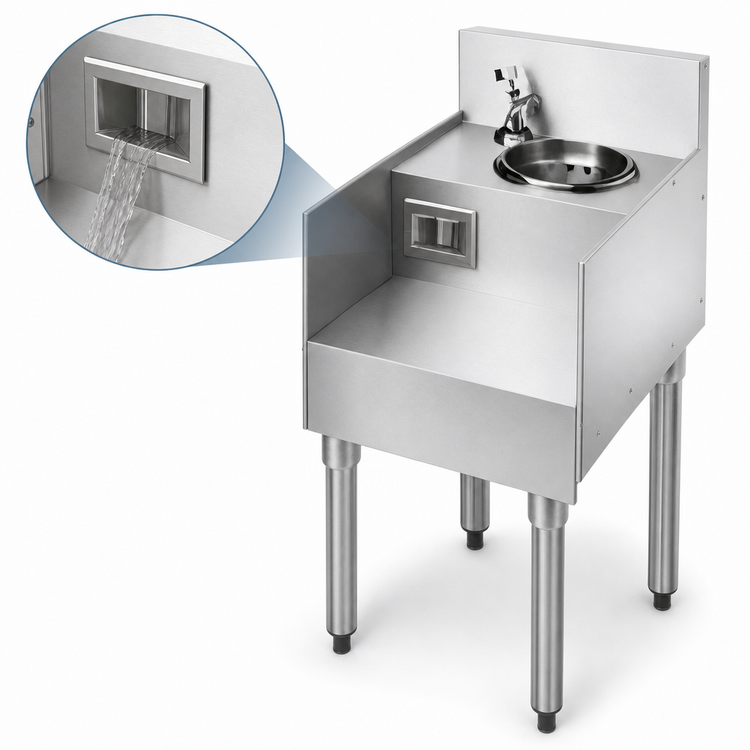 Product image #4 for Eagle 1800 Series 12-Inch Wide Underbar Side-To-Side Modular Blender Station Add-On Unit with Liquid Waste Chute