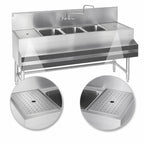 Thumbnail image #4 for Eagle Group Spec-Bar B5-3-LR-19 Three-Compartment Underbar Sink, Dual Drainboards, 304 Stainless Steel, 8-Inch Backsplash, 60 x 19 x 37 Inches