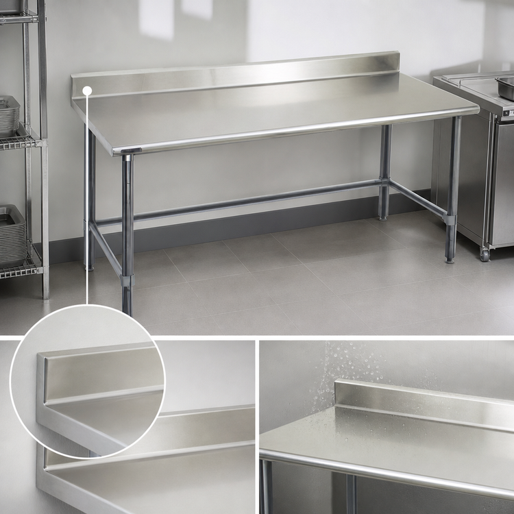 Product image #4 for Deluxe Series 144-Inch x 24-Inch Stainless Steel Work Table with 4-1/2-Inch Backsplash