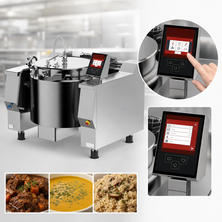 Product image #4 for Cucimix UCBTE048AV1 48 Gallon Electric Tilting Pressure Braising Pan with Mixer