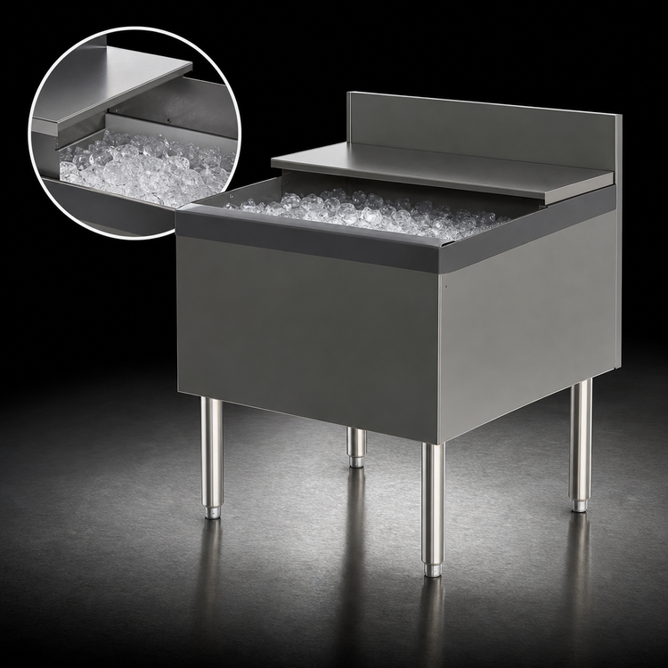 Product image #4 for Perlick Top Shelf TSF Series Modular Full-Depth Underbar Ice Bin/Cocktail Unit, 24" W x 24" D, 65 lb Capacity