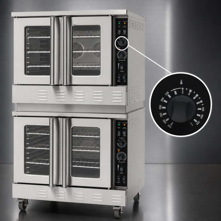 Product image #4 for Omcan USA 40-Inch Double Deck Natural Gas Commercial Convection Oven with 6 Shelves