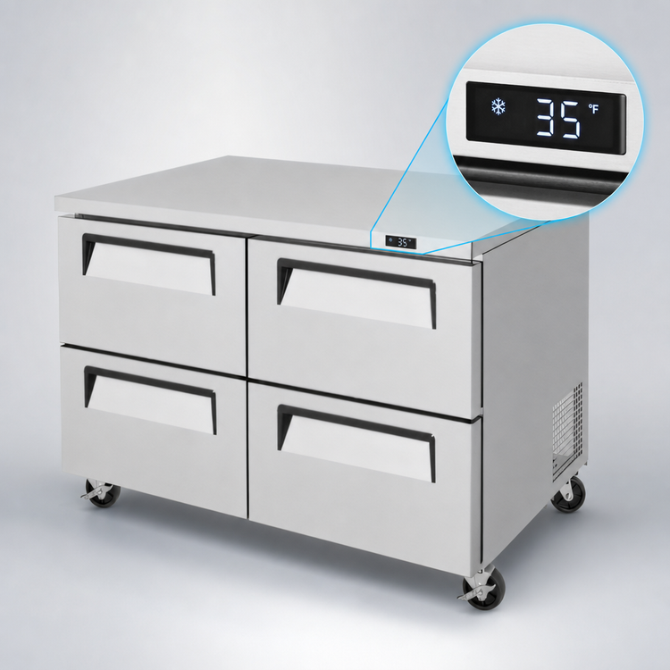 Product image #4 for Turbo Air Super Deluxe 48-Inch Two-Section 4-Drawer Undercounter Refrigerator
