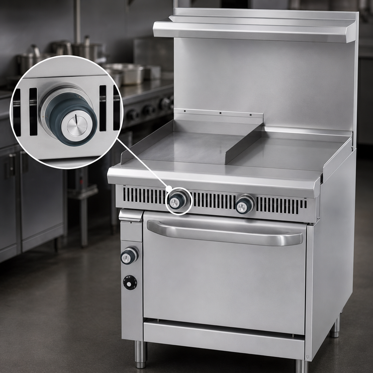 Product image #4 for Imperial Spec Series 36-Inch Heavy Duty Commercial Gas Range with 18-Inch Griddle and 18-Inch Hot Top, Open Cabinet Base