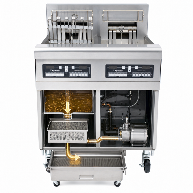 Product image #4 for Frymaster RE High Efficiency Electric Fryer Battery with Built-In Filtration, Two 50-Lb Full Frypots