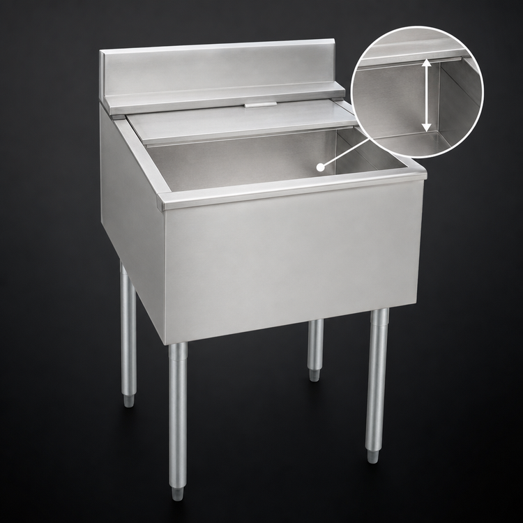 Product image #4 for Eagle Group 2200 Series Underbar Ice Bin/Cocktail Unit with Sliding Cover, 12" W x 24" D, 37 lb Capacity