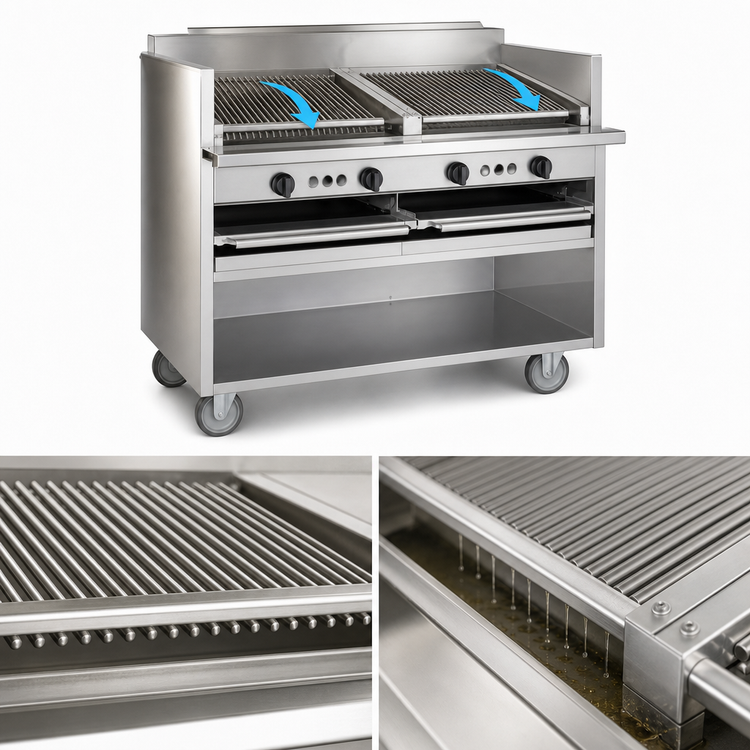 Product image #4 for Magikitch'n FM-SMB-660 60-Inch Floor Model Gas-Fired Coal Charbroiler with Ceramic Briquettes