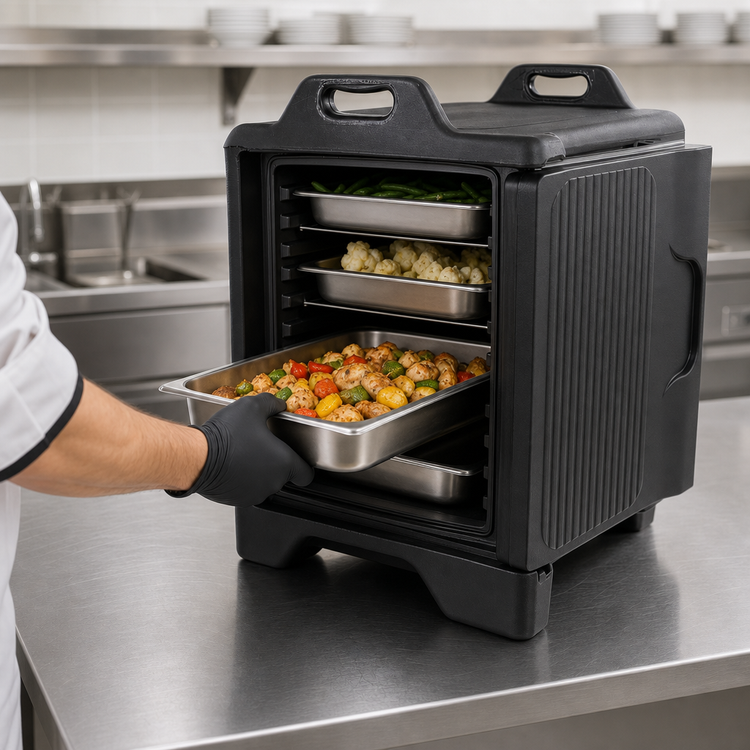 Product image #4 for Cateraide Slide 'N Seal Insulated End-Load Food Pan Carrier, 5-Pan Capacity, Black