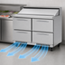 Thumbnail image #4 for Turbo Air PRO Series 48 1/4-Inch Wide Two-Section 4-Drawer Sandwich/Salad Prep Table, Front Breathing, Stainless Steel, 11.1 Cu. Ft.