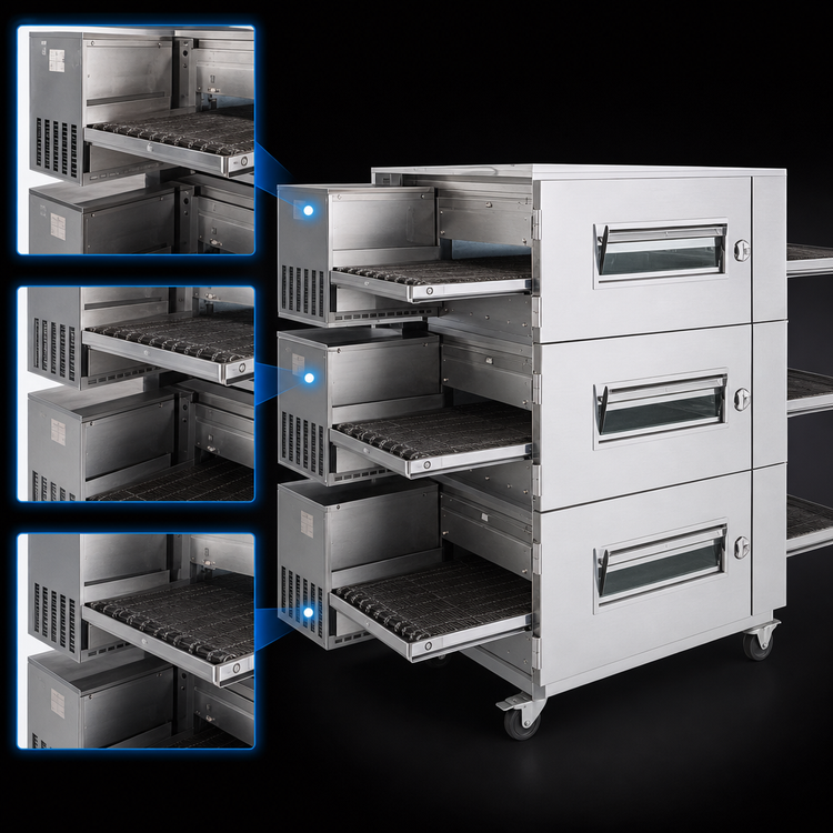 Product image #4 for Lincoln Impinger Low Profile Triple-Deck Electric Conveyor Pizza Oven with FastBake Technology