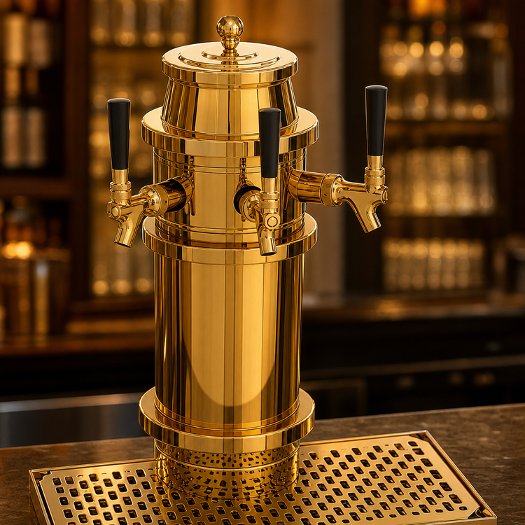 Product image #4 for Glastender Roman Draft Dispensing Tower, 4 Faucets, Polished Brass, Glycol-Cooled
