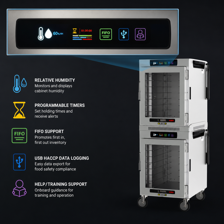 Product image #4 for Metro HotBlox Mobile Wide 16-Pan Dual-Cavity Pass-Thru Insulated Holding Cabinet with Digital Touchscreen, Clear Front and Solid Rear Doors