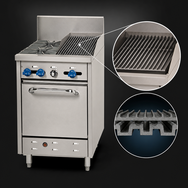 Product image #4 for Comstock-Castle F318-1RB 24-Inch Gas Range with 2 Open Burners, 12-Inch Char-Broiler and Space-Saver Oven