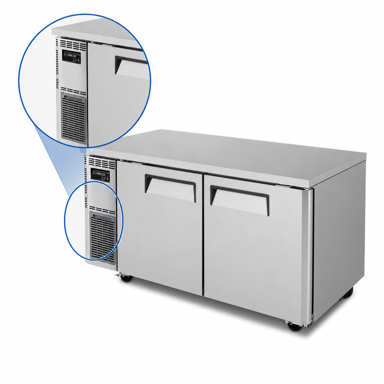 Product image #4 for Turbo Air J Series Two-Section Side-Mount Undercounter Refrigerator, 59-Inch, 13.58 Cu. Ft., Stainless Steel