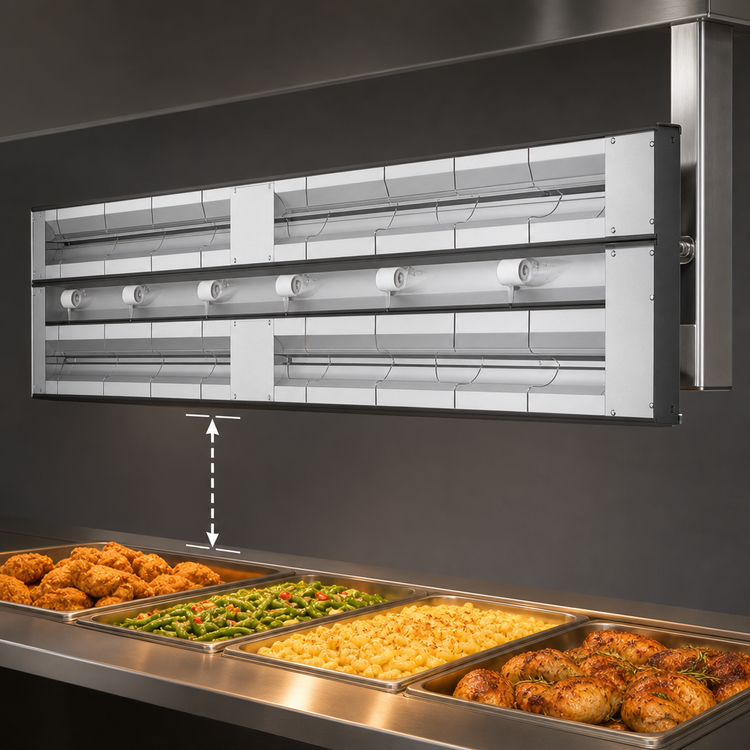 Product image #4 for Hatco Glo-Ray 54-Inch Double Infrared Strip Heater, 6-Inch Spacer, Unlighted Aluminum, 3000 Watts