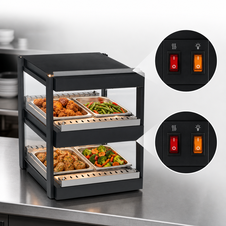 Product image #4 for Nemco 30-Inch Countertop Dual-Shelf Hot Food Merchandiser