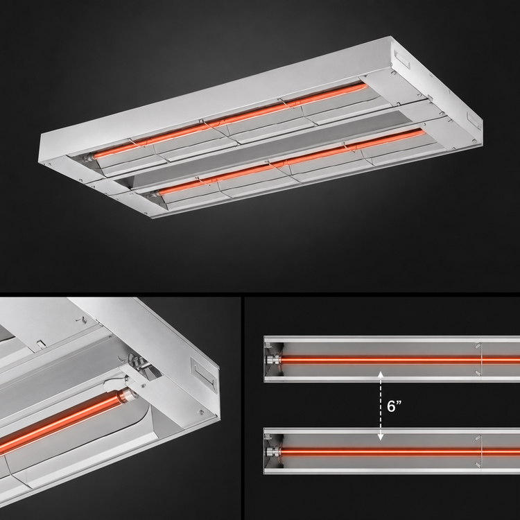 Product image #4 for Hatco Glo-Ray 84-Inch Double Infrared Strip Heater, Unlighted, Aluminum, 4100W