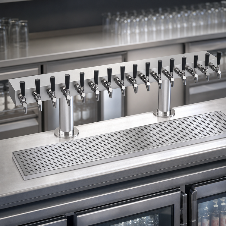 Product image #4 for Krowne Double T-Head 16-Faucet Glycol-Cooled Countertop Beer Tower