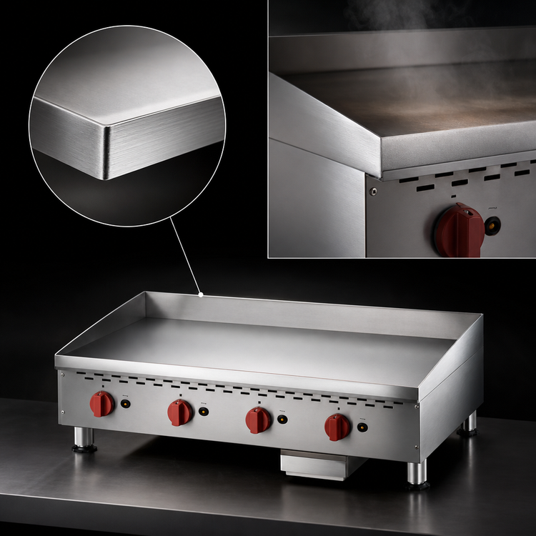 Product image #4 for Omcan USA 48-Inch Countertop Gas Griddle with 3/4-Inch Polished Steel Plate