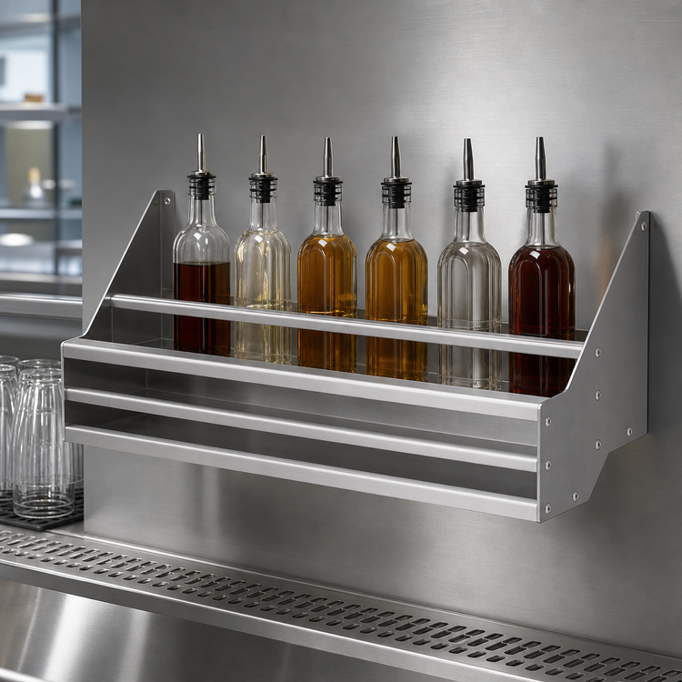 Product image #4 for Prestige Supreme Double Tier Stainless Steel Speed Rail, 12-Inch, 6-Bottle Capacity