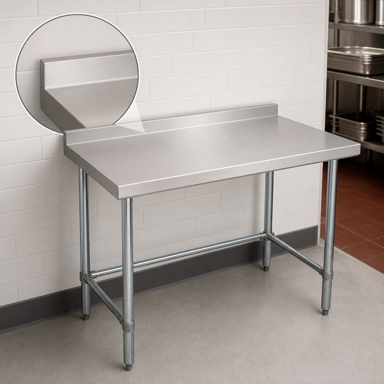 Product image #4 for BK Resources 84 Inch x 24 Inch Open Base Riser Top Stainless Steel Work Table with Galvanized Legs