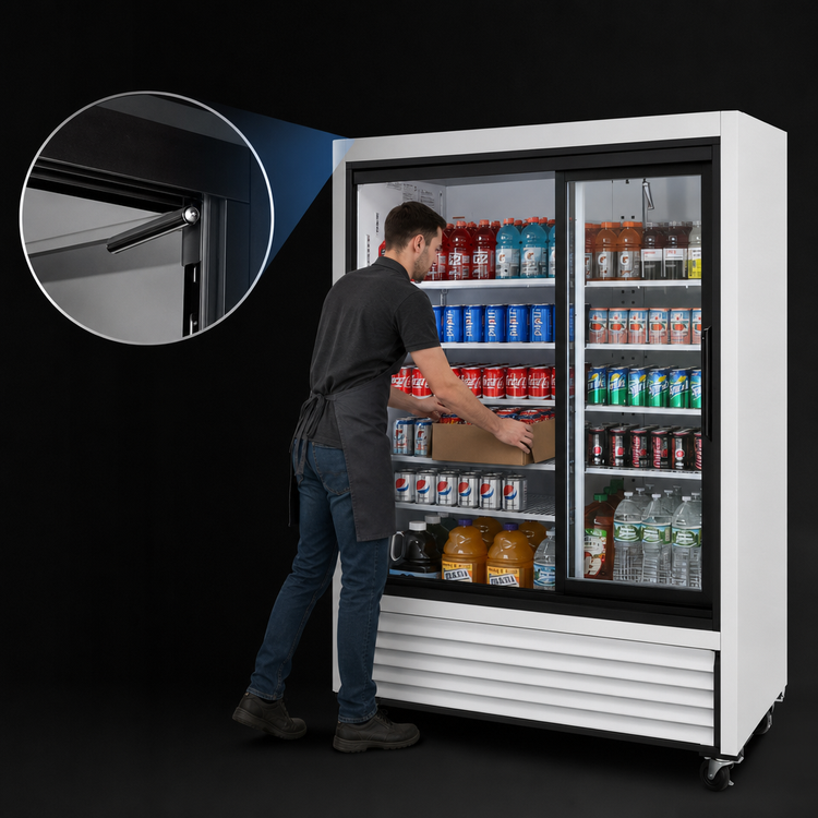 Product image #4 for Turbo Air TGM-35R-N 2-Section Glass Door Refrigerated Merchandiser, 29.27 Cu. Ft., Sliding Doors