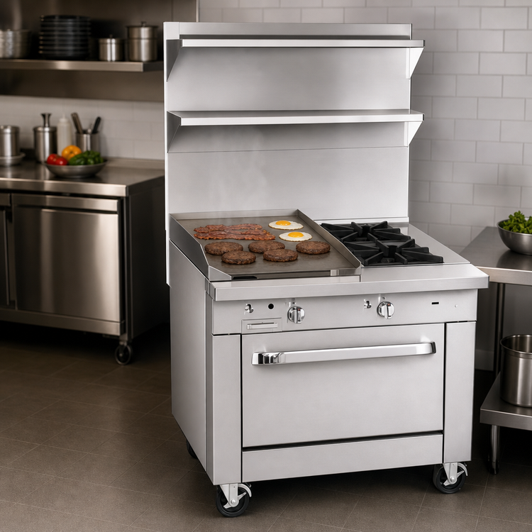 Product image #4 for Southbend Platinum 36-Inch Heavy Duty Gas Range with 2 Open Burners, 24-Inch Griddle, and Cabinet Base