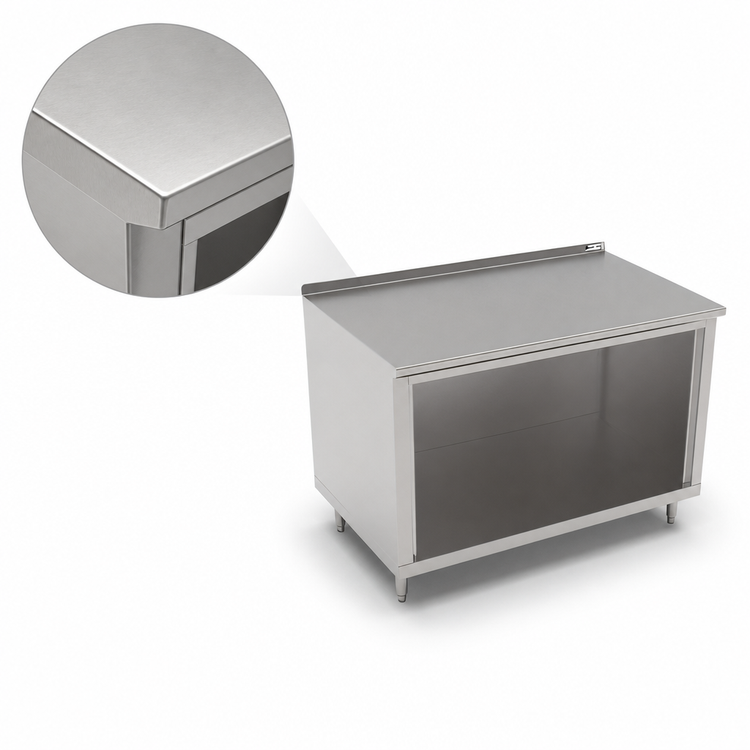 Product image #4 for John Boos Open Front Cabinet Base Work Table, 72 Inch W x 30 Inch D, 16 Gauge Stainless Steel Top, 1-1/2 Inch Rear Riser