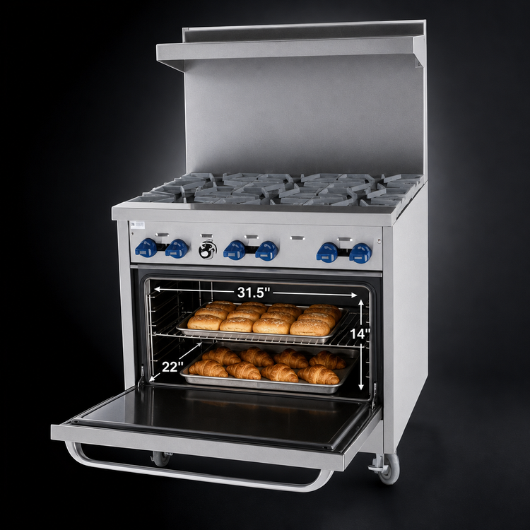Product image #4 for Comstock-Castle F330 36-Inch Commercial Gas Range with 6 Open Burners and Standard Oven
