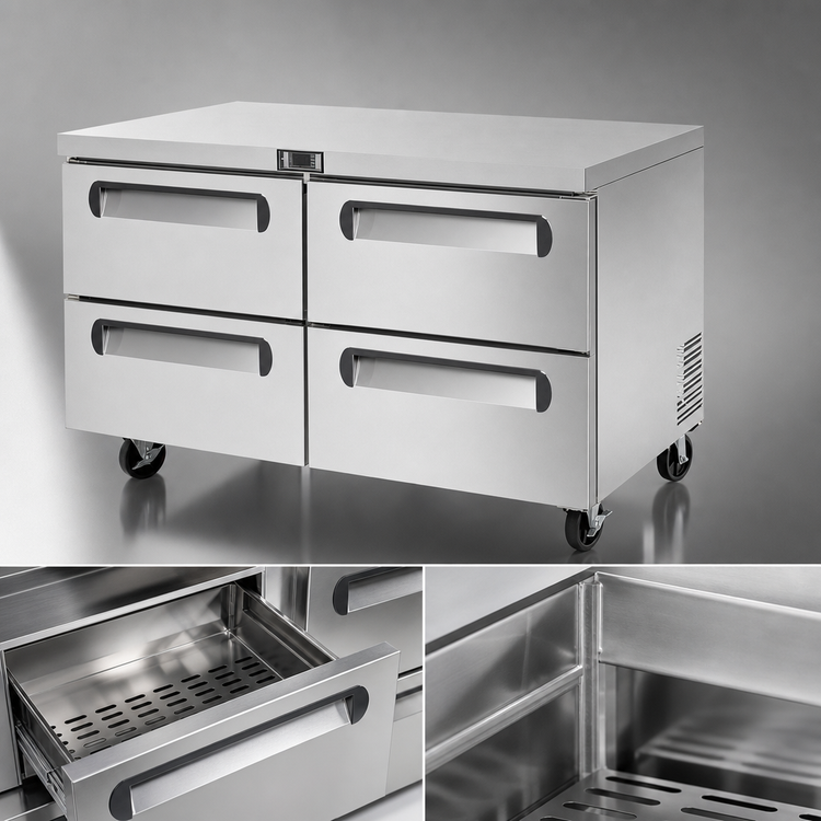 Product image #4 for Migali Competitor Series 60-Inch Undercounter Work Top Refrigerator with 4 Drawers