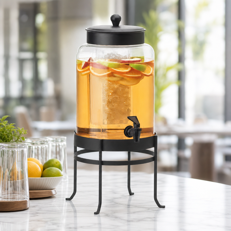 Product image #4 for Cal-Mil SoHo 2 Gallon Glass Beverage Dispenser with Silver Frame