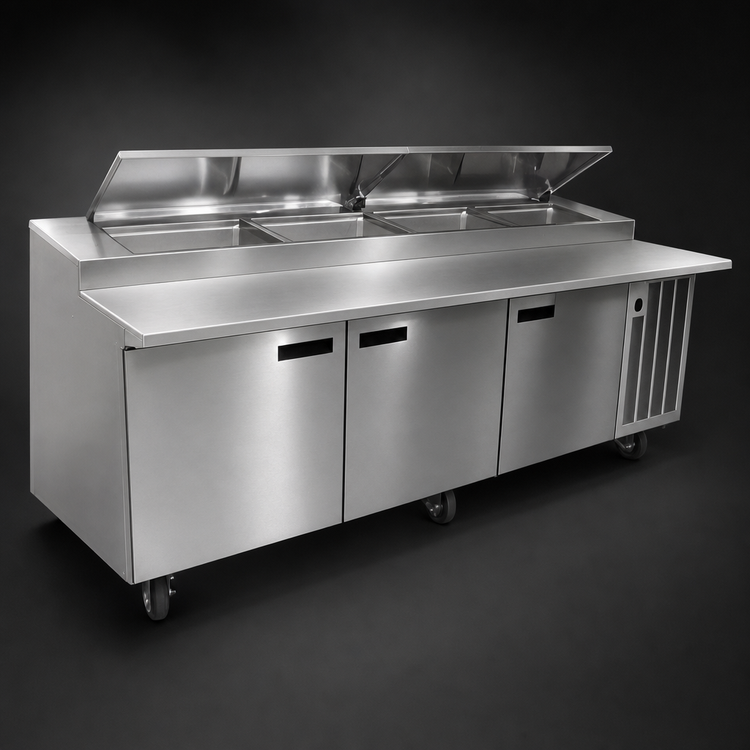 Product image #4 for Delfield LiquiTec 48-Inch Single-Section Refrigerated Pizza Prep Table with Raised Rail and Cutting Board