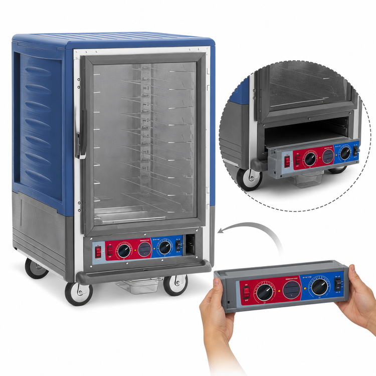 Product image #4 for Metro C5 3 Series Mobile Half-Height Heated Holding & Proofing Cabinet with Clear Polycarbonate Door, Blue Insulation Armour
