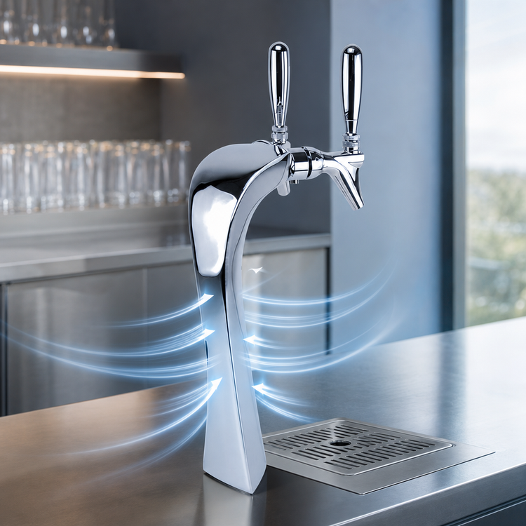 Product image #4 for Edge Draft 2-Faucet Air-Cooled Countertop Beer Tower, Chrome Finish