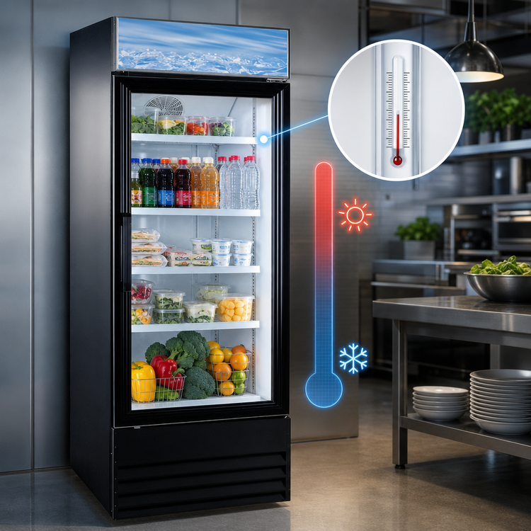 Product image #4 for Omcan 23 Cu. Ft. One-Section Reach-In Glass Door Merchandiser Refrigerator
