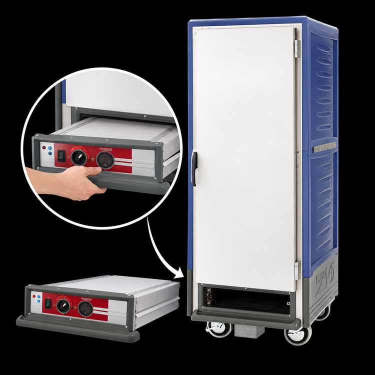 Product image #4 for Metro C5 3 Series Mobile Heated Holding Cabinet, Blue Insulation Armour, Full Height, Solid Doors, Fixed Wire Slides