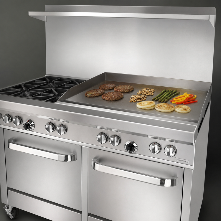 Product image #4 for Southbend Ultimate 48-Inch Gas Restaurant Range with 4 Non-Clog Burners, 24-Inch Thermostatic Griddle, Standard Oven and Cabinet Base