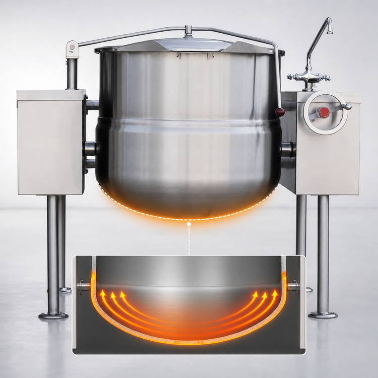 Product image #4 for Crown DLT-30TC 30 Gallon Direct Steam 2/3 Jacketed Twin Console Tilting Kettle