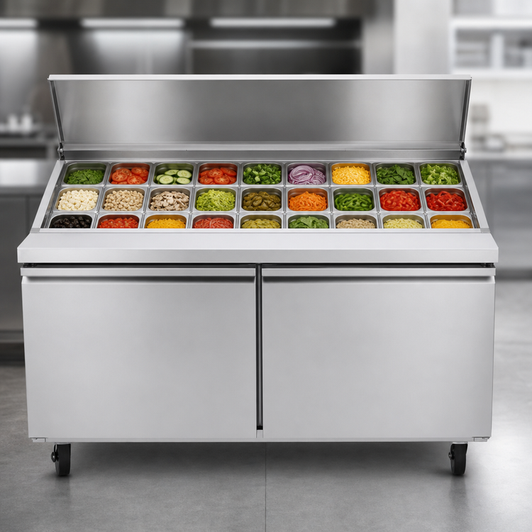 Product image #4 for Maxx Cold V-Series 60-Inch Megatop Refrigerated Salad and Sandwich Prep Table, 2 Solid Doors, 16.7 Cu. Ft.