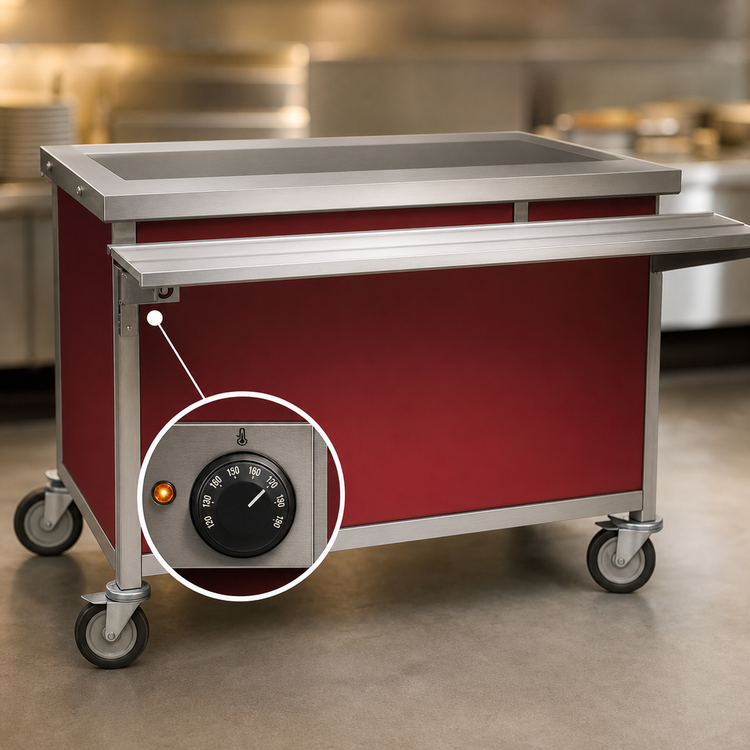 Product image #4 for Director's Choice DCS6-HS 96" Mobile Heated Surface Unit with Holly Berry Red Panel