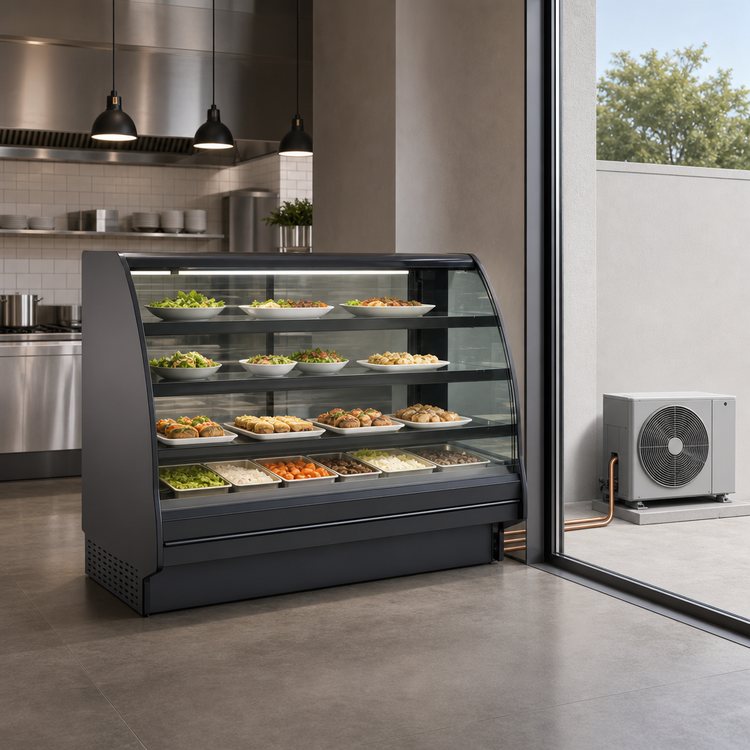 Product image #4 for Fusion Curved Glass Refrigerated Service Case with Remote DX Refrigeration, 148-1/2-Inch Wide