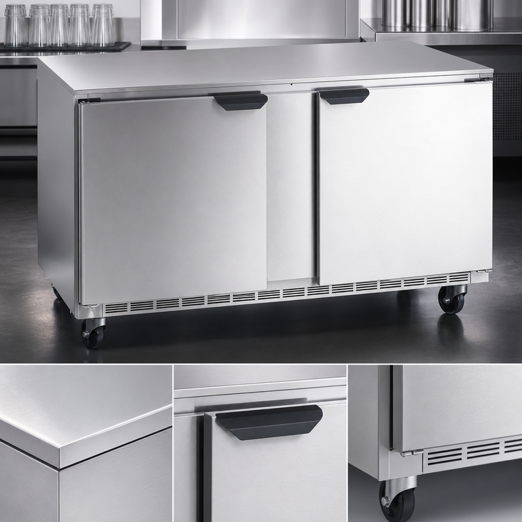 Product image #5 for Beverage-Air UCF60AHC Two-Section Undercounter Freezer, 60-Inch, 14.39 Cu. Ft., Stainless Steel, Rear-Mounted Self-Contained