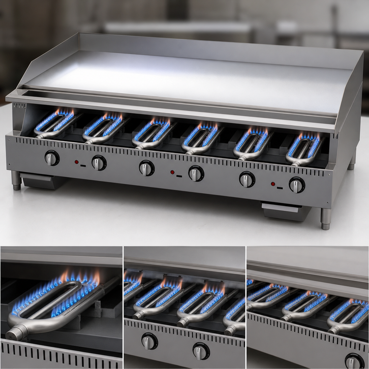 Product image #4 for Comstock-Castle 72-Inch Heavy Duty Countertop Gas Griddle with Manual Controls and 24.5-Inch Cook Depth