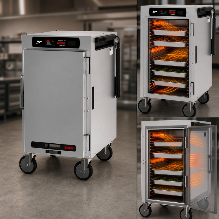 Product image #4 for Metro HotBlox Narrow 8-Pan Mobile Pass-Thru Insulated Holding Cabinet with Digital Touchscreen, Solid Front Door and Clear Rear Door