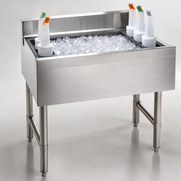 Product image #4 for Advance Tabco Underbar Basics 30-Inch Stainless Steel Cocktail Unit with 16-Inch Deep Ice Bin and 10-Circuit Cold Plate