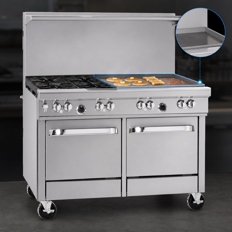 Product image #4 for Southbend Ultimate 48-Inch Gas Restaurant Range with 4 Burners, 24-Inch Griddle, and 2 Space Saver Ovens