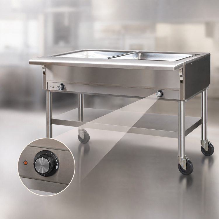 Product image #4 for Eagle Group 36-Inch Portable Electric Hot Food Table with 2 Dry Wells, Open Shelf Base